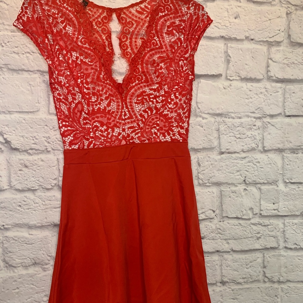 Red lace dress